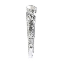 Pleaser BLONDIE-3011 Silver Sequins Thigh High Boots