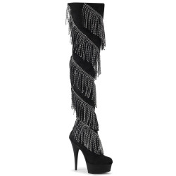 Pleaser DELIGHT-3065 Black Vegan Suede Silver Sale Women
