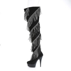 Pleaser DELIGHT-3065 Black Vegan Suede Silver Sale Women
