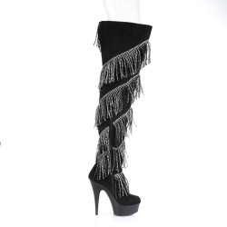 Pleaser DELIGHT-3065 Black Vegan Suede Silver Sale Women