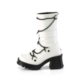 Demonia BRATTY-120 White Vegan Leather Sale Women