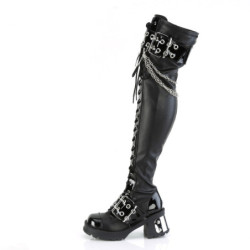 Demonia BRATTY-304 Black Vegan Chunky Overknee Boots