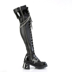 Demonia BRATTY-304 Black Vegan Chunky Overknee Boots
