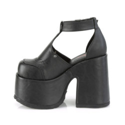 Demonia CAMEL-103 Black Vegan T-Strap Chunky Sandal