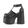 Demonia CAMEL-103 Black Vegan T-Strap Chunky Sandal