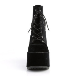 Demonia CAMEL-203 Black Velvet Chunky Platform Boots