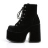 Demonia CAMEL-203 Black Velvet Chunky Platform Boots