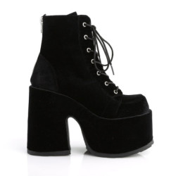 Demonia CAMEL-203 Black Velvet Chunky Platform Boots