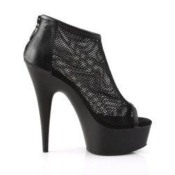Pleaser DELIGHT-600-12 Black Vegan Leather Fishnet Sale