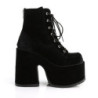 Demonia CAMEL-203 Black Velvet Chunky Platform Boots