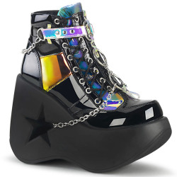 Demonia DYNAMITE-101 Black Patent Mirror Vegan Sale