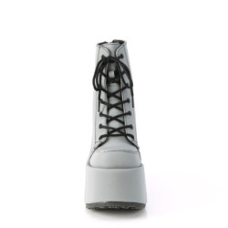 Demonia CAMEL-203 Grey Reflective Chunky Platform Boots