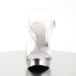 Fabulicious ELEGANT-408 Clear Silver Heeled Sandals