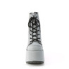 Demonia CAMEL-203 Grey Reflective Chunky Platform Boots