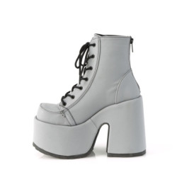 Demonia CAMEL-203 Grey Reflective Chunky Platform Boots