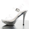 Fabulicious ELEGANT-408 Clear Silver Heeled Sandals