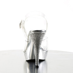 Fabulicious ELEGANT-408 Clear Silver Heeled Sandals