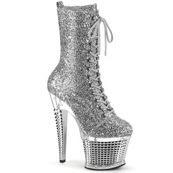 Pleaser SPECTATOR-1040G Silver Glitter Transparent Chrom