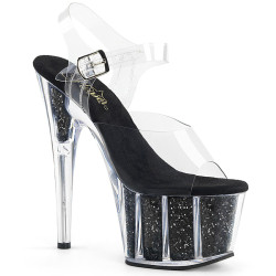 Pleaser ADORE-708G Black Glitter Platform High Heels
