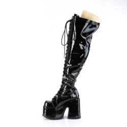 Demonia CAMEL-300WC Patent Wide Calf Thigh High Boots