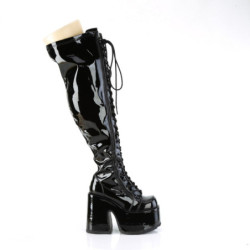 Demonia CAMEL-300WC Patent Wide Calf Thigh High Boots