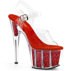Pleaser ADORE-708G Red Glitter Platform High Heels