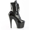 Pleaser ADORE-1020BLG Black Patent Blue Glitter Boots