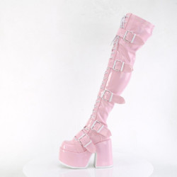 Demonia CAMEL-305 Rose Hologram Chunky Thigh High Boots
