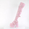 Demonia CAMEL-305 Rose Hologram Chunky Thigh High Boots