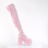 Demonia CAMEL-305 Rose Hologram Chunky Thigh High Boots
