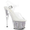 Pleaser ADORE-708G Silver Glitter Platform High Heels