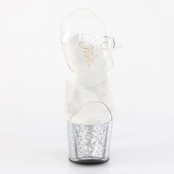 Pleaser ADORE-708G Silver Glitter Platform High Heels