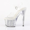 Pleaser ADORE-708G Silver Glitter Platform High Heels