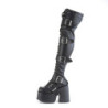 Demonia CAMEL-305 Black Vegan Chunky Thigh High Boots