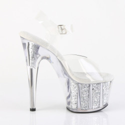 Pleaser ADORE-708G Silver Glitter Platform High Heels