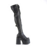 Demonia CAMEL-305 Black Vegan Chunky Thigh High Boots