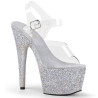 Pleaser ADORE-708HMG Silver Glitter Platform High Heels