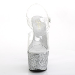 Pleaser ADORE-708HMG Silver Glitter Platform High Heels