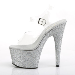 Pleaser ADORE-708HMG Silver Glitter Platform High Heels