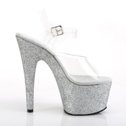 Pleaser ADORE-708HMG Silver Glitter Platform High Heels