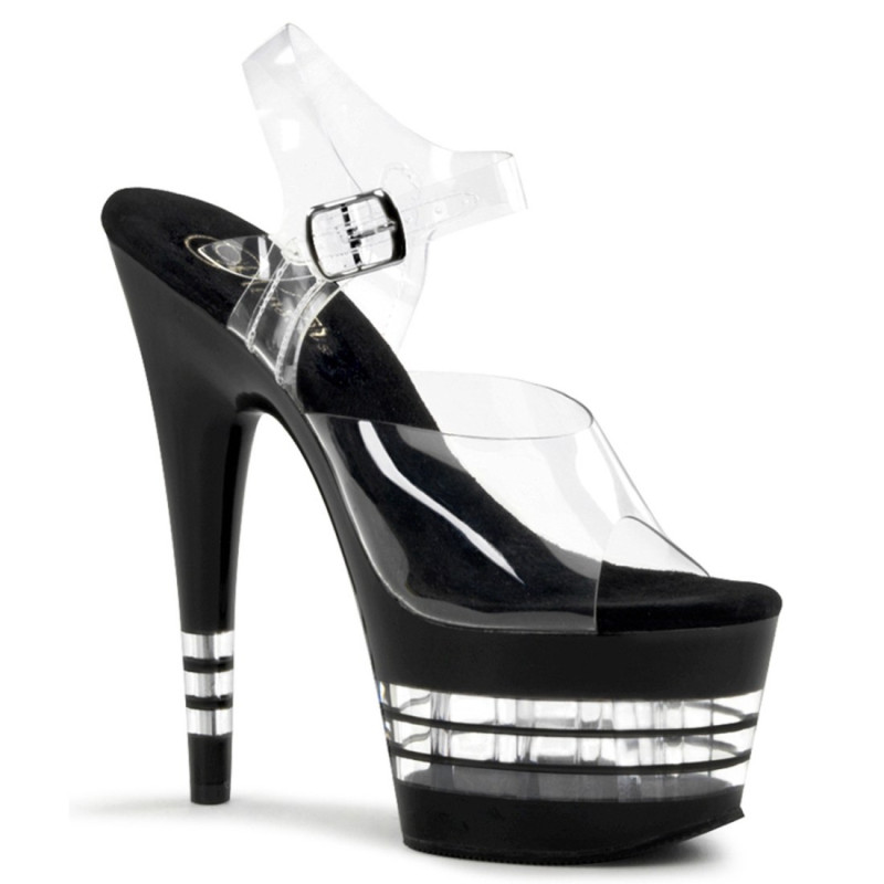 Pleaser ADORE-708LN Clear Stripe Platform High Heels
