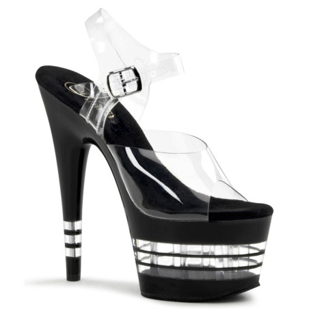Pleaser ADORE-708LN Clear Stripe Platform High Heels