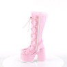 Demonia CAMEL-311 Pink Vegan Chunky Knee High Boot