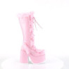 Demonia CAMEL-311 Pink Vegan Chunky Knee High Boot