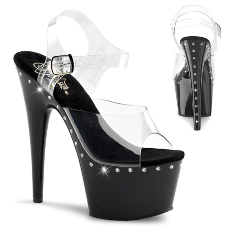 Pleaser ADORE-708LS Black Platform High Heeled Sandals