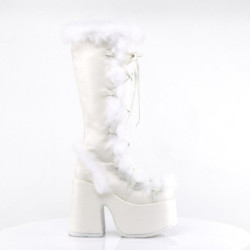 Demonia CAMEL-311 White Vegan Chunky Knee High Boot