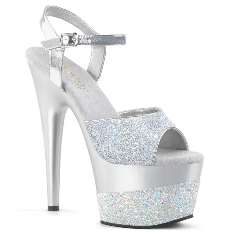 Pleaser ADORE-709-2G Silver Glitter Platform High Heels Pleaser ADORE-709-2G Silver Glitter Platform High Heels