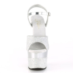 Pleaser ADORE-709-2G Silver Glitter Platform High Heels