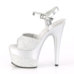 Pleaser ADORE-709-2G Silver Glitter Platform High Heels