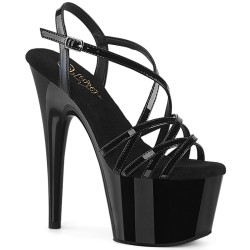 Pleaser ADORE-713 Black Criss Cross Straps High Heels